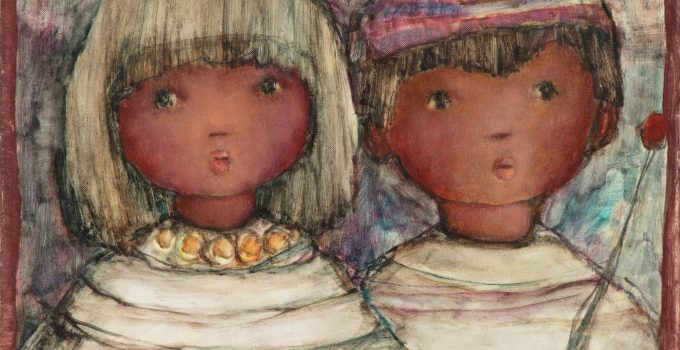Obraz przedstawiający dwie postaci dzieci.
