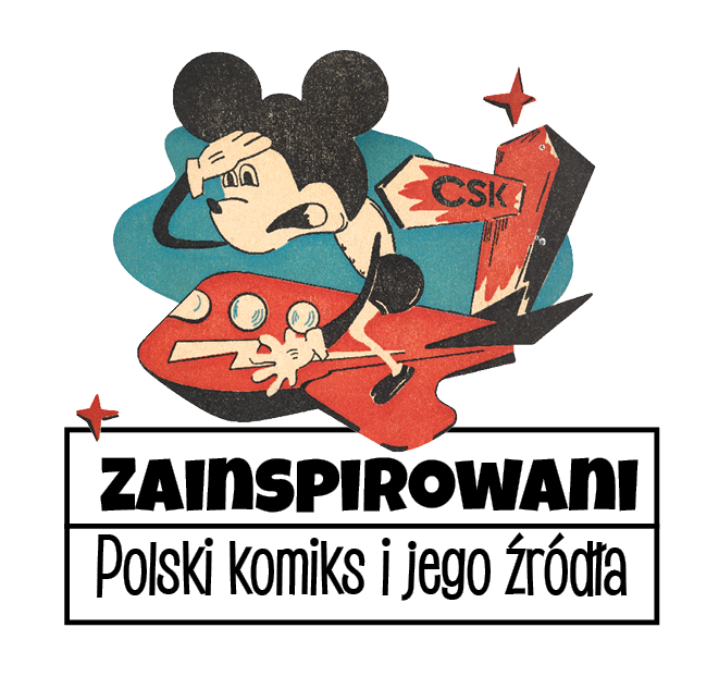 Grafika ilustracyjna. Napis "Zainspirowani. Polski komiks i jego źródła".