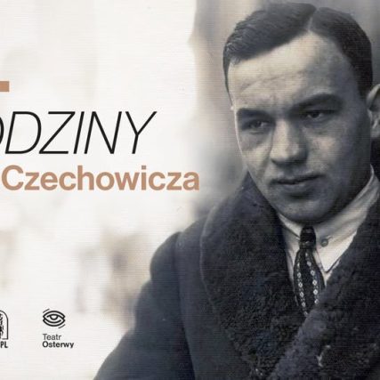 Grafika ze zdjęciem poety Józefa Czechowicza i napisem 122. urodizny Józega Czechowicza.